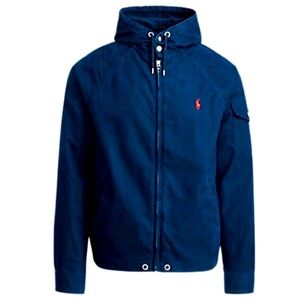 Polo Ralph Lauren Men’s Preppy Style Navy Blue Full Zip Hooded Canvas Jacket